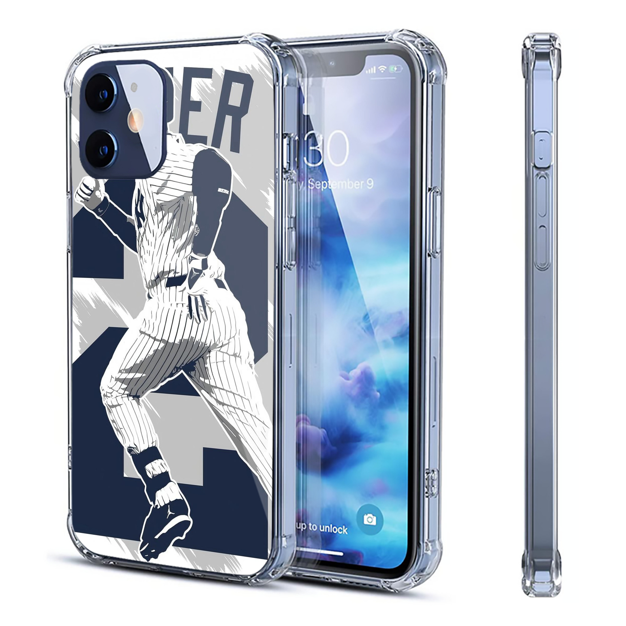 Derek Jeter 113 Clear IPhone 12 Case – Soft TPU With UV Print – Enhanced Drop Protection, Precise Fit, Anti-Fingerprint, Customizable Design, Scratch-Resistant, Yellow-Resistant